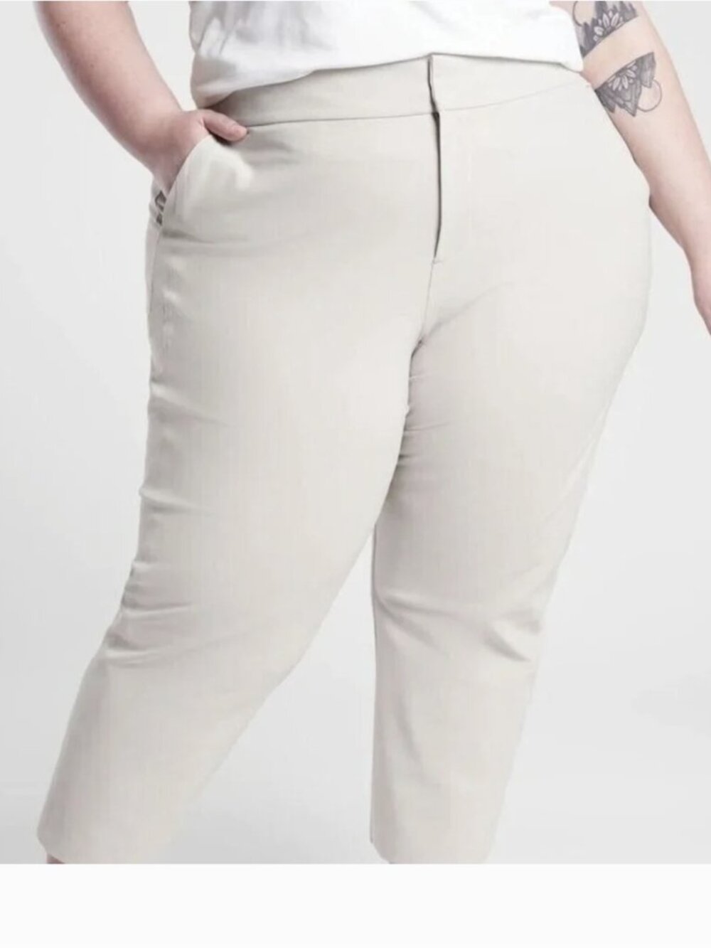 ATHLETA Stellar Straight Crop Pants Beige Plus Size 22 Pockets Stretch